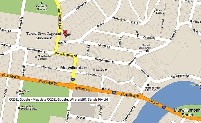 Location of Murwillumbah Historical Society/Tweed River Regional Museum, as indicated on Google Maps